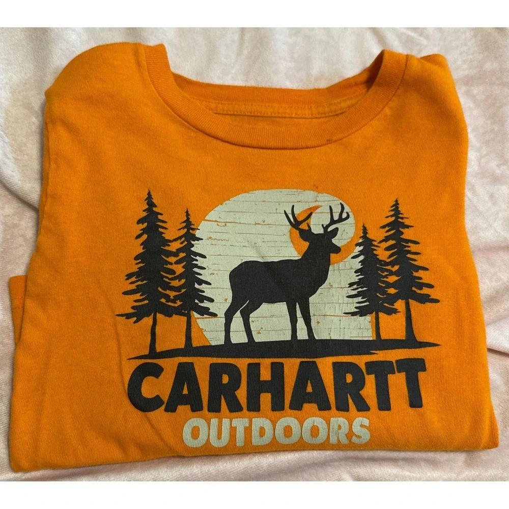 Carhartt Deer Graphic Shirt 2T Orange‎ Long Sleeve Outdoors Stained